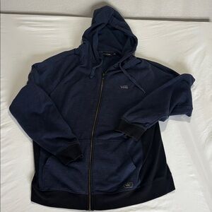 Vans Men's Dark Blue and Black Zip-Up Sweater